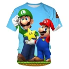 Классические 3D футболки с рисунком Марио для мальчиков и девочек 4-14 лет, одежда в стиле Харадзюку, одежда для Марио, уличная одежда 2021