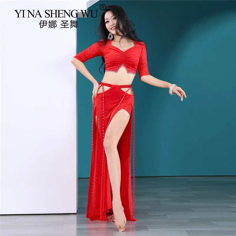 

Belly Dance Practice Clothes Sexy Drilling Suit Water Yarn Set Oriental Dance Professional Performance Service Group Clothes New