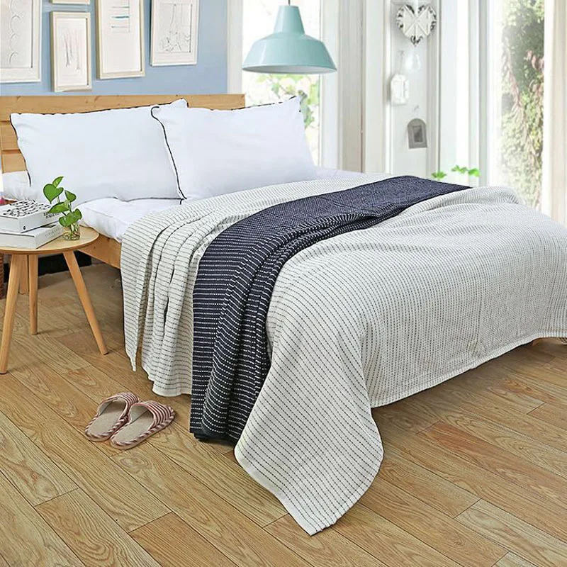 Полосатое Хлопковое одеяло летнее полотенце супер мягкое покрывало для дивана