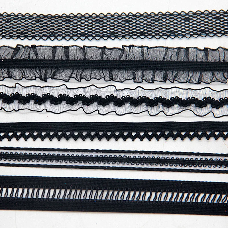 Черная сетчатая сетка кружевная отделка эластичные ленты швейная одежда