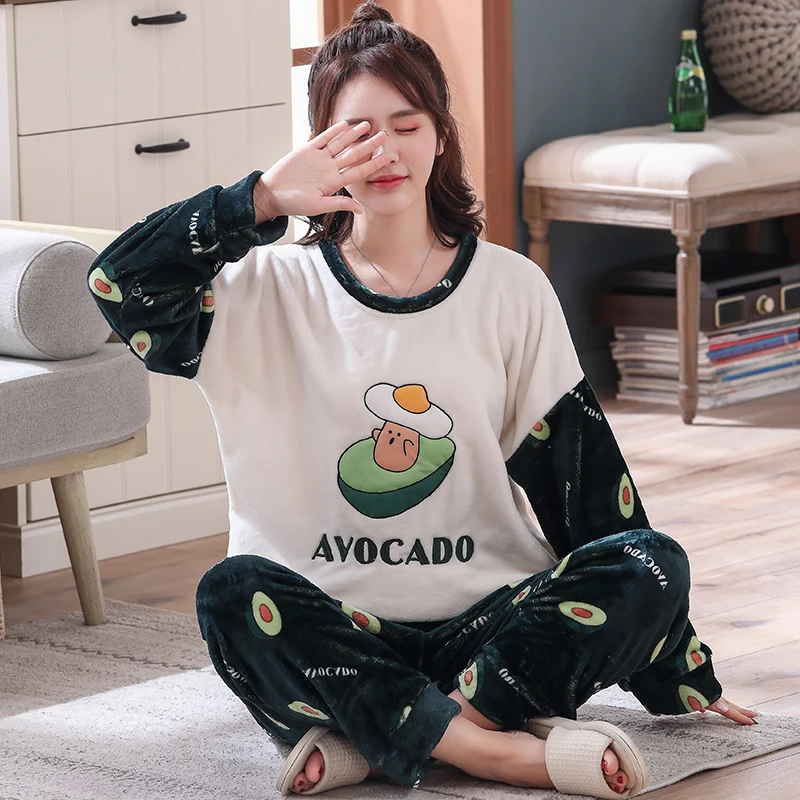 2020 рождественские пижамы для взрослых женщин теплая фланелевая одежда сна