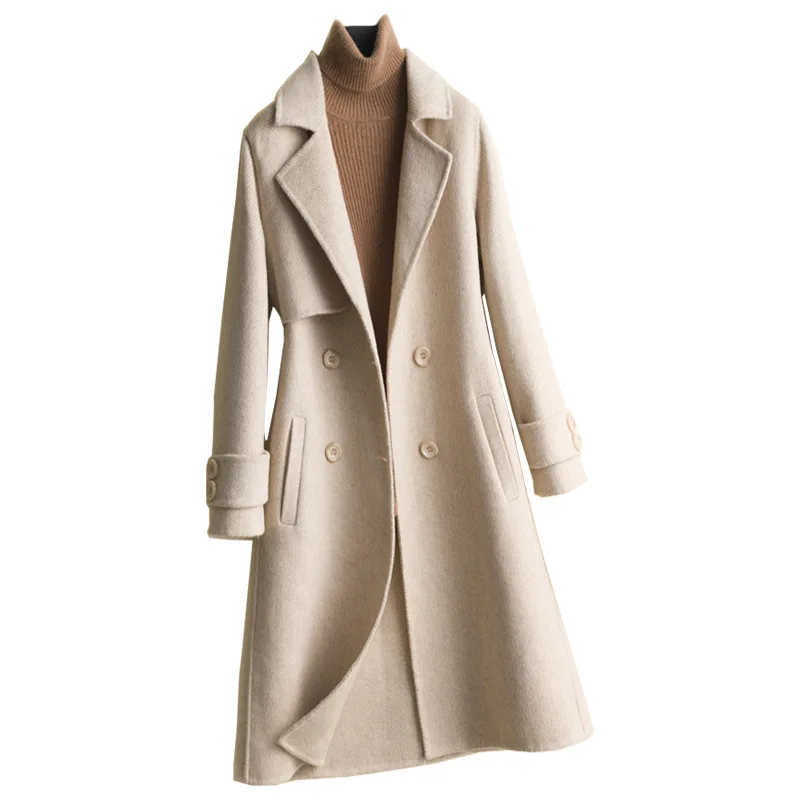 Зимнее женское пальто 2019 Новое высококачественное двухстороннее из 100% шерсти