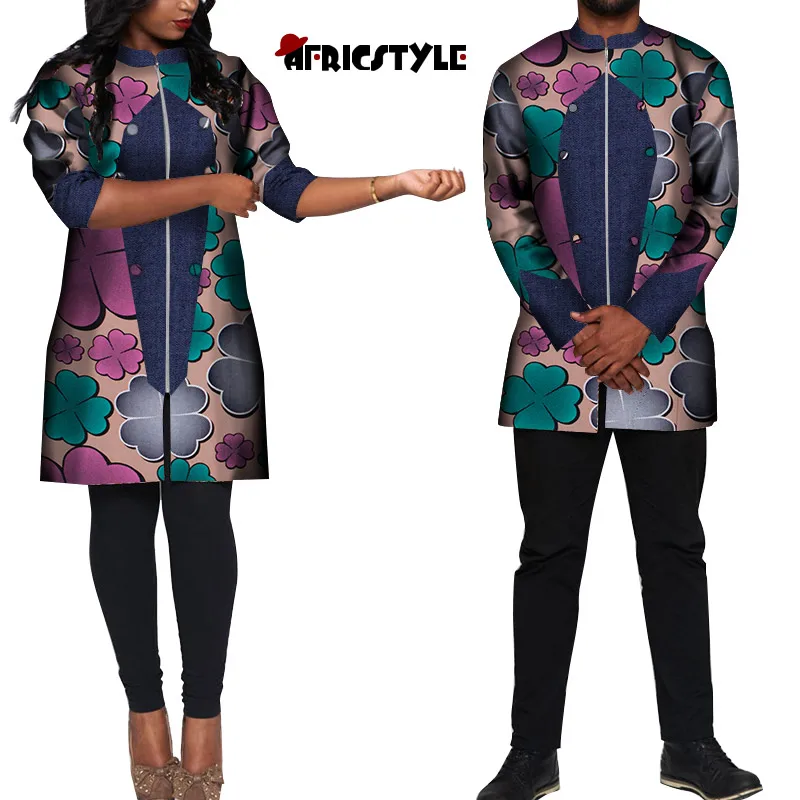 2020 New best-selling African women's dress Bazin Riche men's jacket suit lovers' dress printed jacket wyq292
