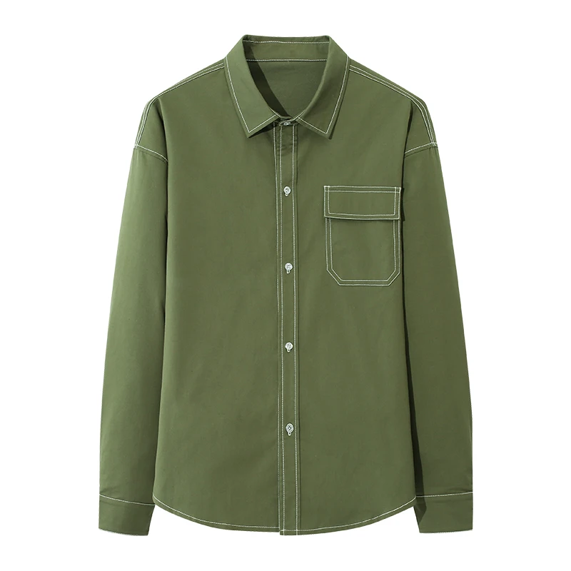 High quality Men's Slim Fit Dress Shirts Masculina Business Male Long Sleeves Army Casual Turn Down Neck Shirt Homme 4XL