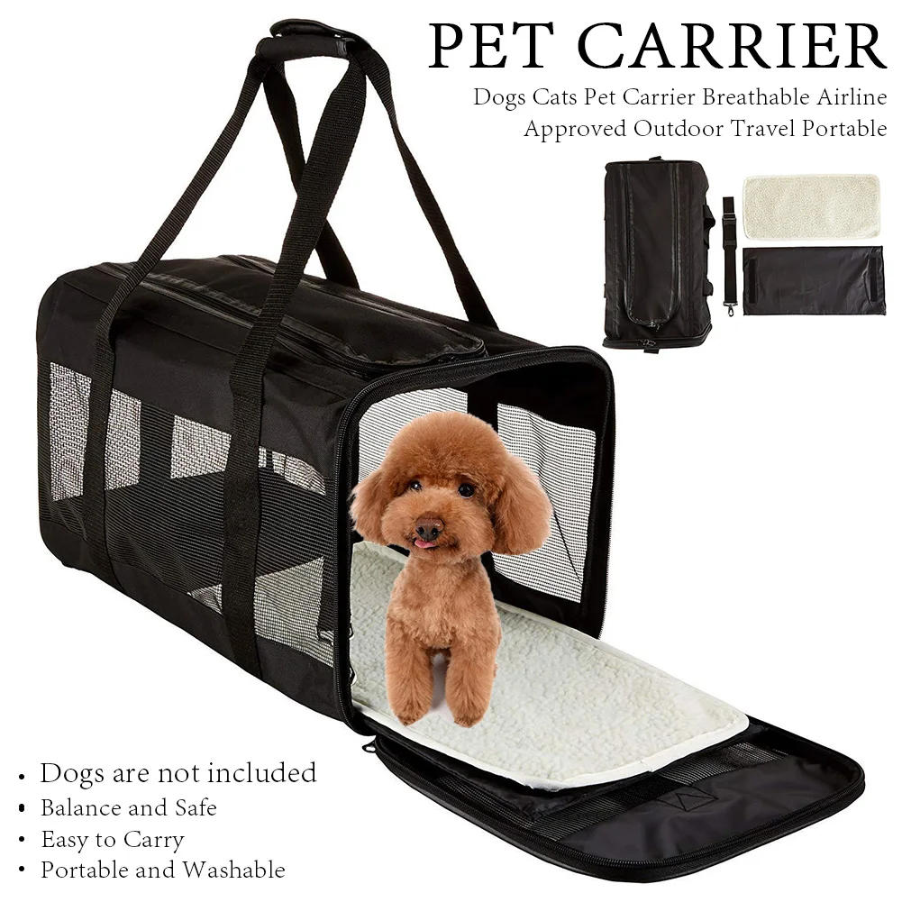 

Easy Clean Breathable Collapsible Pet Carrier Airline Approved Outdoor Travel With Shoulder Strap Dogs Cats Wear Resistant