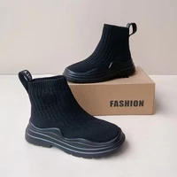 houzhou women ankle boots sock platforms 2021 autumn short slip on shoes cowboy punk harajuku footwear casual chelsea