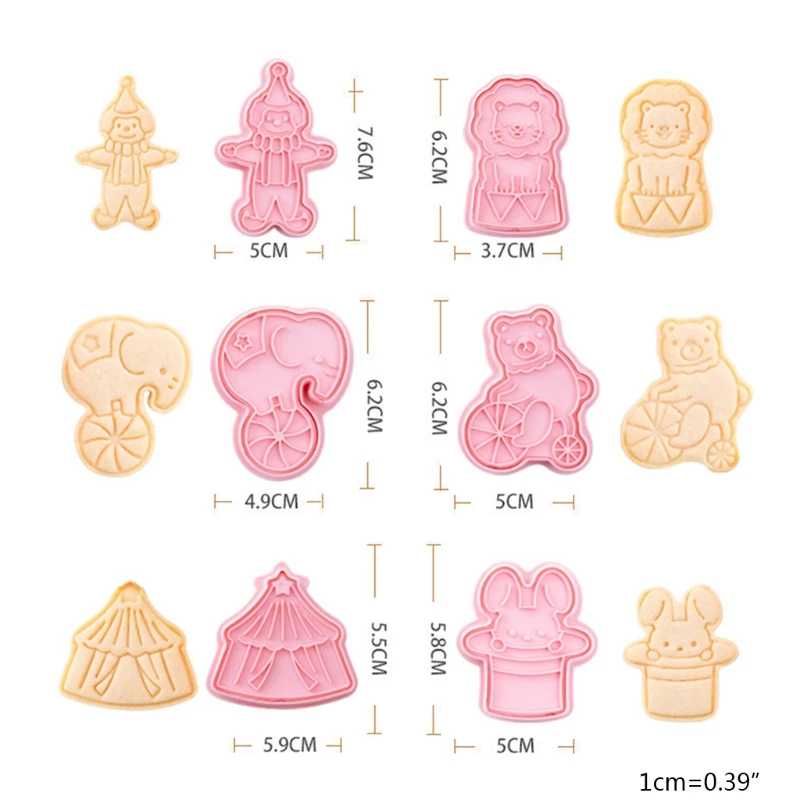 

6Pcs Circus Animal Cookie Cutters Fondant Cutters Plunger Cookie Stamps, Rabbit