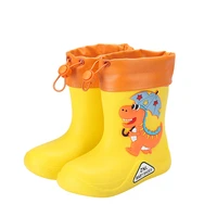 children cute cartoon rain boots water shoes baby girls boys shoes kids rubber dinosaur pattern rain shoes with removable velvet