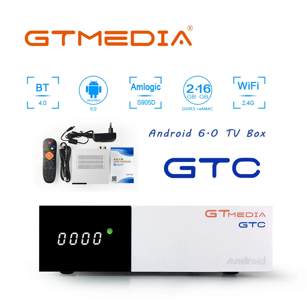 Gtmedia GTC FTA спутниковый ресивер DVB S2/кабель Biss VU Receptor dvb T2 4K Android tv box ISDB-T Bluetooth 4,0 IP tv декодер
