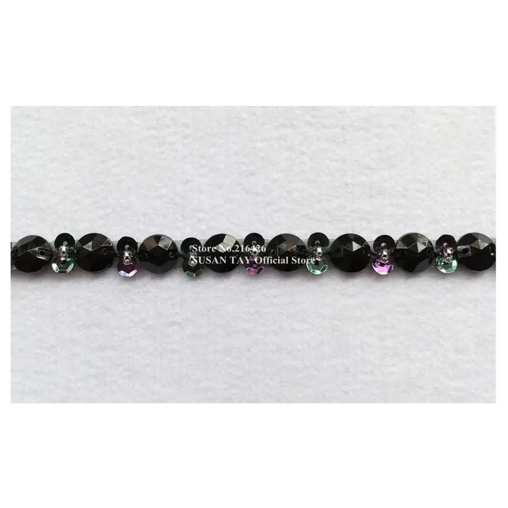 1 ярд х Новинка пришивное черное платье ручной работы с бисером и блестками