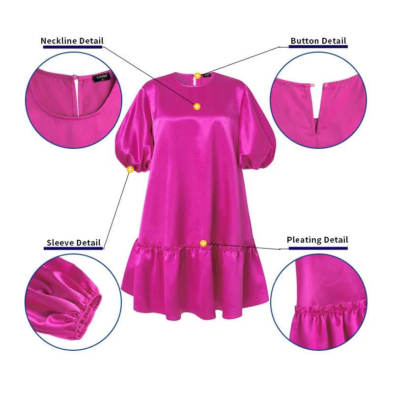 Свободное платье VONDA женские свободные мини-платья с круглым вырезом и пышными