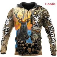 new style zipper hoodie deer hunting pattern 3d full print harajuku casual long sleeved clothing unisex street sweatshirthoodie
