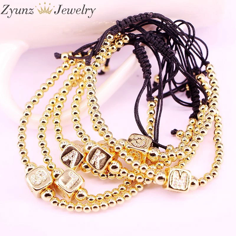 Браслет макраме с квадратными бусинами и 26 буквами алфавита 10 шт. | Украшения