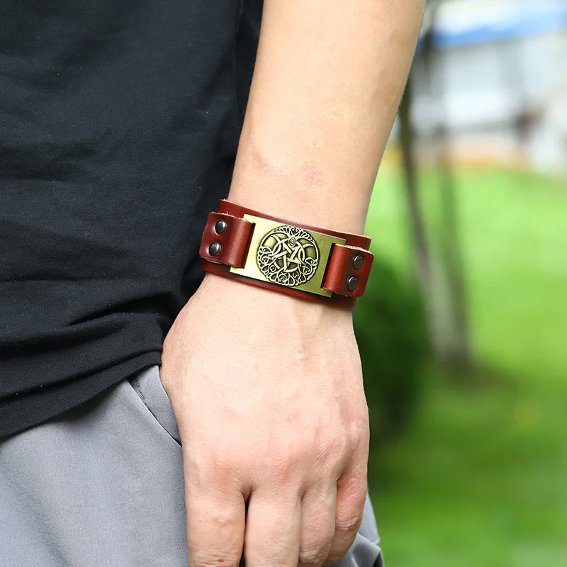 Простой Панк серии античные растения Цветок заклепки винтажный браслет