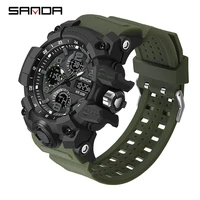 2021 sanda sports military mens watches waterproof dual display quartz wristwatch for male clock stopwatch relogios masculino