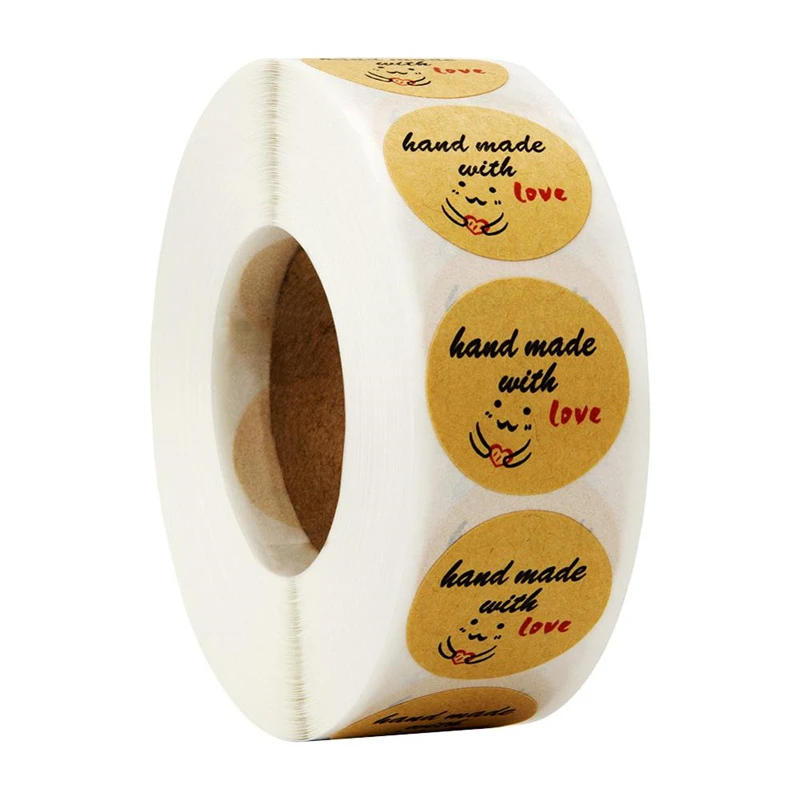 

500 шт., наклейки «Handmade with Love» для подарпосылка