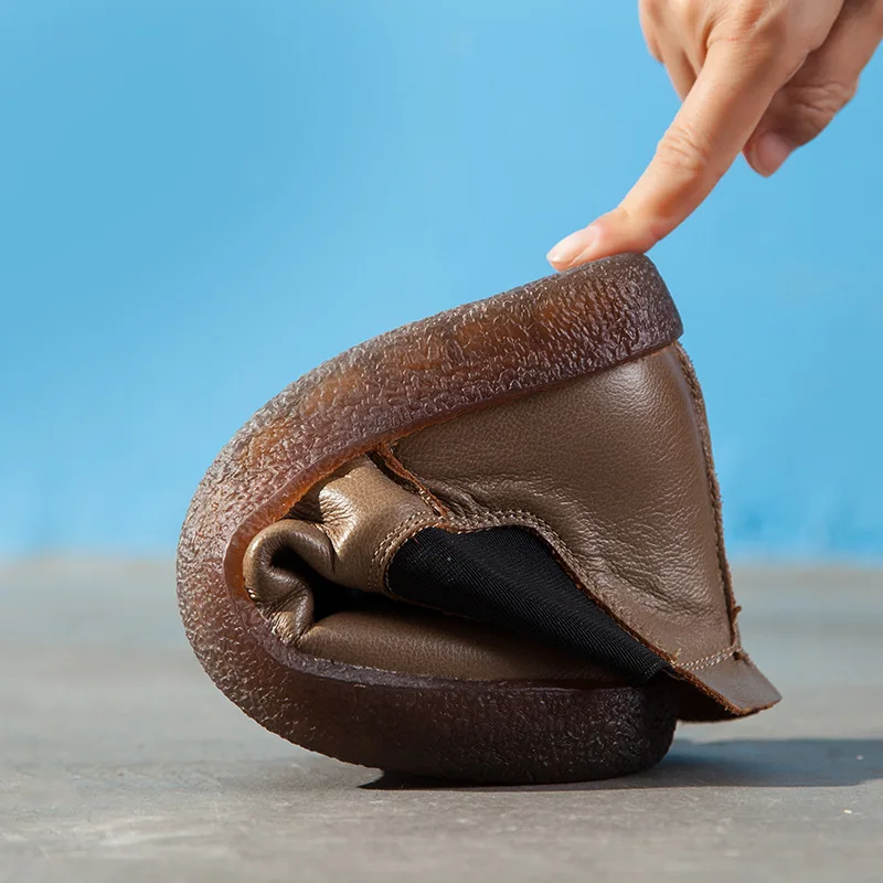 

Original women's shoes with head leather New Handmade single boots women's Retro college style soft sole Oxford Shoes