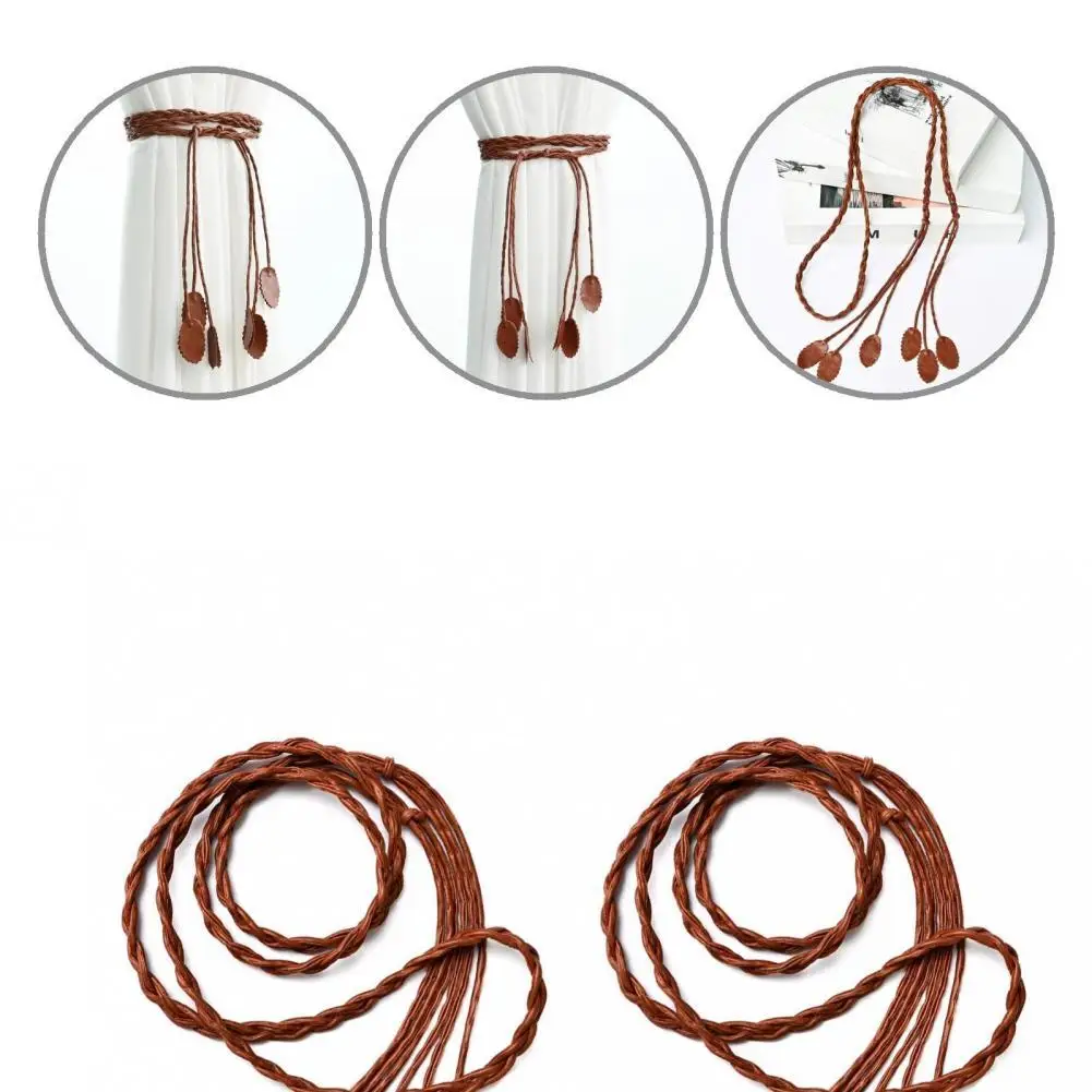 

Chic 1 Pair Durable Faux Leather Curtain Straps Portable Curtain Bandages Simple for Hotel