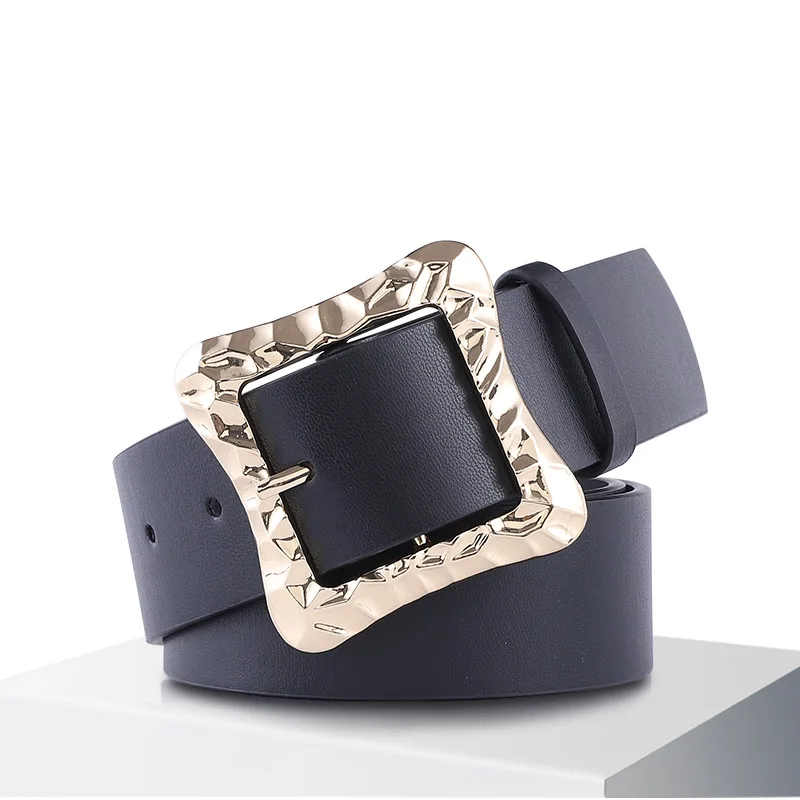 

Fashion Women Black Leather waist Belt Punk Style Metal Buckle waistband New Hip Hop Belts For Women luxury Brand Jeans Belts