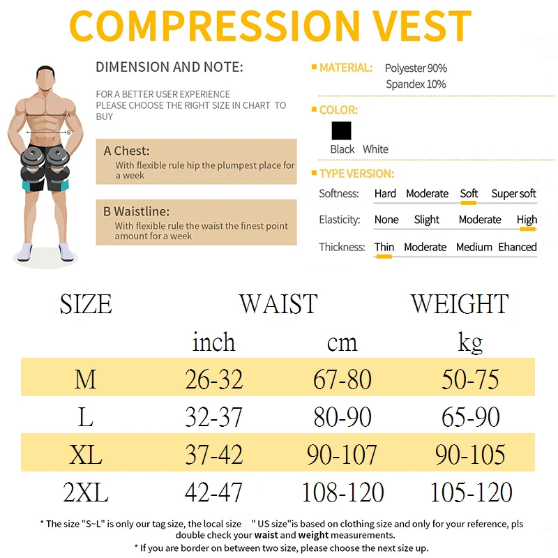 

Mens Slimming Waist Trainer Body Shaper Vest Shirt Abs Abdomen Slim Men's Chest Compression Shirts to Hide Slimming Belt