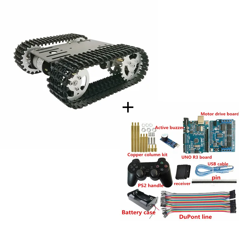 Беспроводной PS2 ручка управления T101 металлический умный RC робот комплект шасси