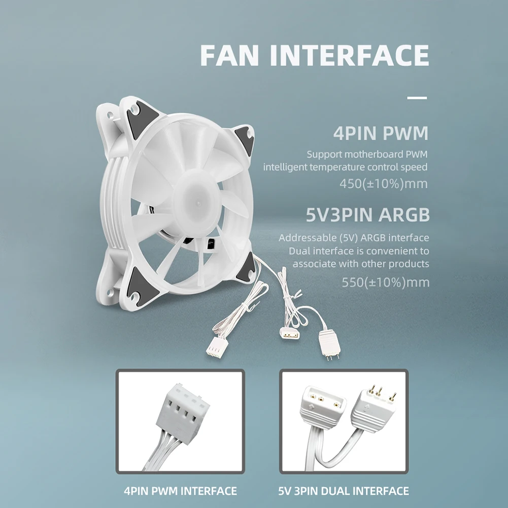 

COOLMOON 12cm 5V PWM Cooling Fan Desktop PC Case ARGB CPU Radiator Heatsink
