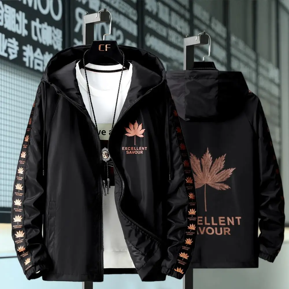 

Japan Style Jacket Men Fashion 2020 Spring New Hooded Windbreaker Jacket Stylish Print Mens Coats Casual Mens Jackets 5XL