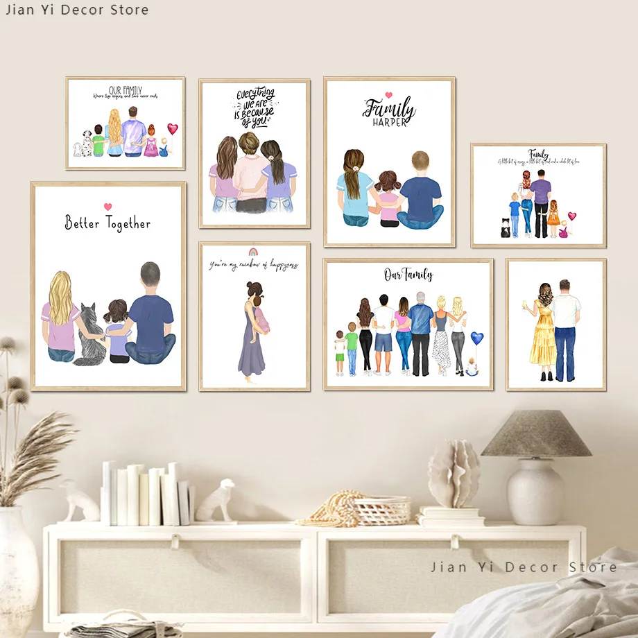 Настенная Картина на холсте с изображением семьи отца матери ребенка любви