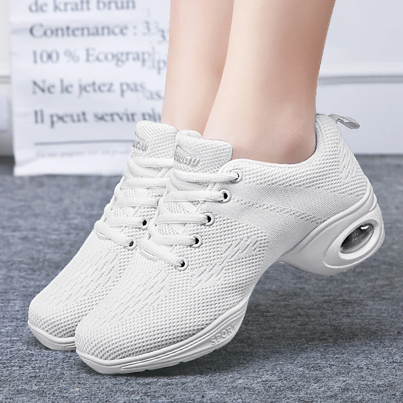 Кроссовки женские для джазовых танцев плетеная сетчатая обувь современных на