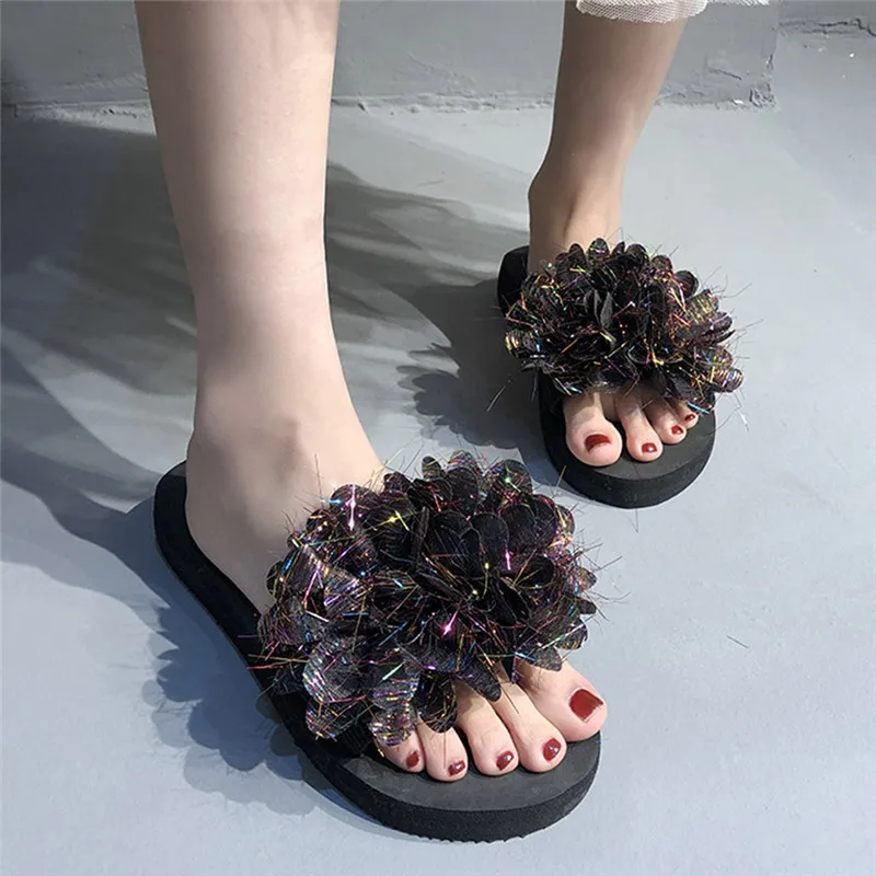 

2020 New Stylish Female Slippers Women's Bohemian Flower Flat Slippers Summer Sandals Beach Shoes