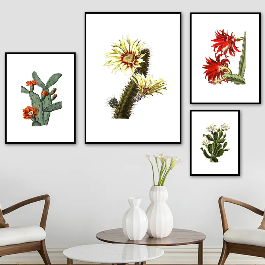 

Watercolor Cactus Flower Tropical Plants Nordic Posters And Prints Wall Art Canvas Painting Wall Pictures For Living Room Decor