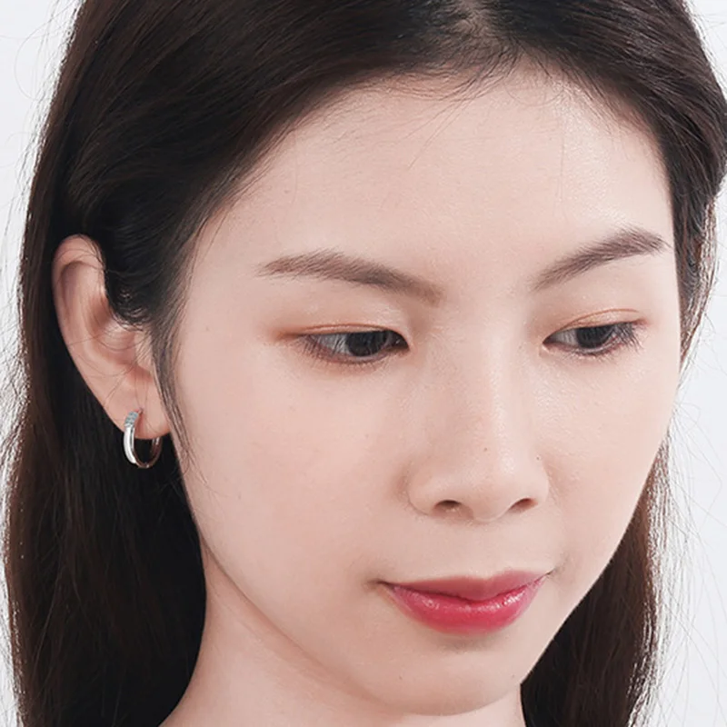 Женские серьги кольца из серебра 925 пробы с кристаллами|Серьги-кольца| |