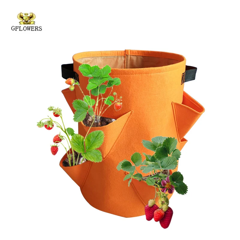 

Felt Strawberry Nursery Bucket Felt Planting Bucket 3/6/8 Hole Felt Planting Bag Hanging Planting Bag