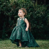 dark green high low baby princess flower girl dresses birthday pageant communion robe de demoiselle wedding party 1 year 12 year