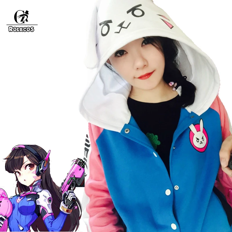 Толстовка Rolecos с капюшоном для игры DVa костюм косплея D.Va синяя бейсбольная куртка