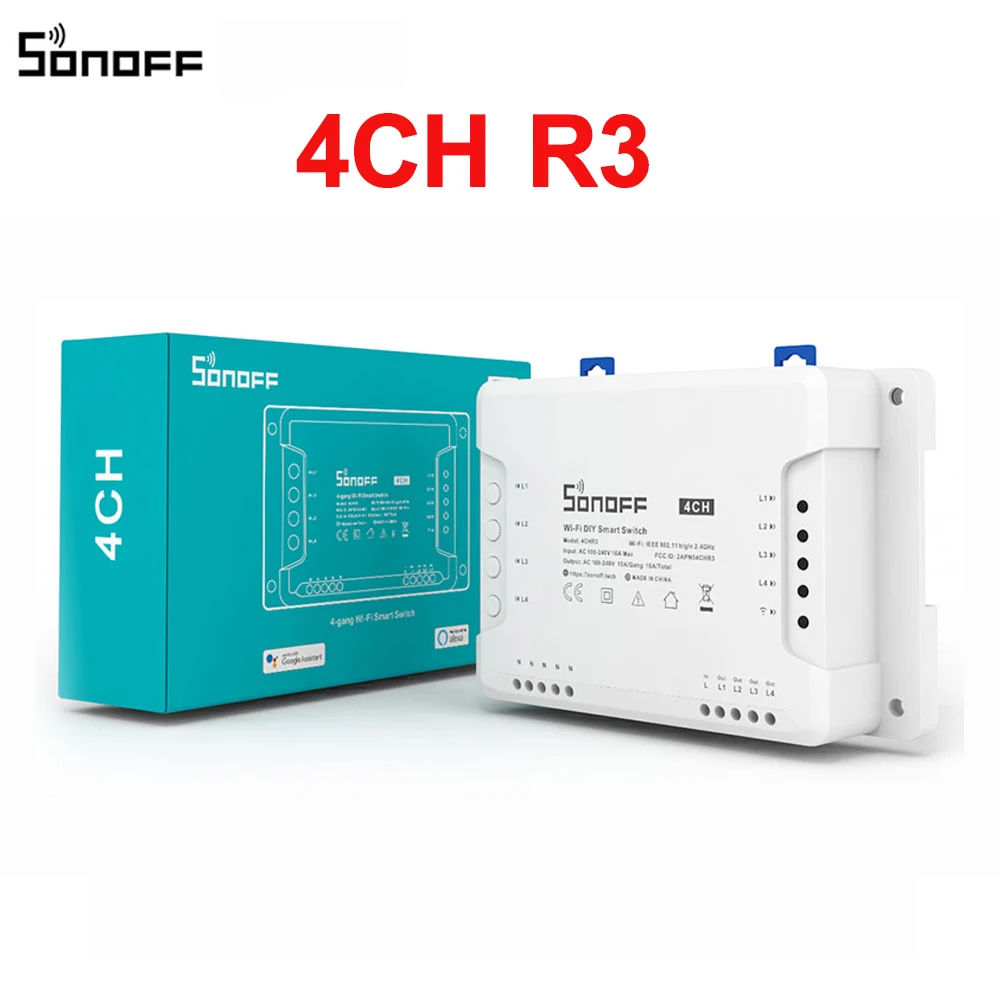 Itead SONOFF 4CH R3 переключатель Wi Fi модуль 4 банды DIY умный приложение голосовой