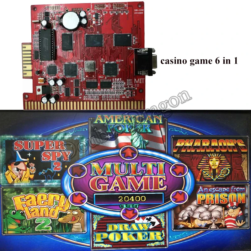 Casino Slot Game PCB Board Red 6X 6 in 1 60-95% Motherboard Multi Juego Poker Super Spy 2 Faery Land 2