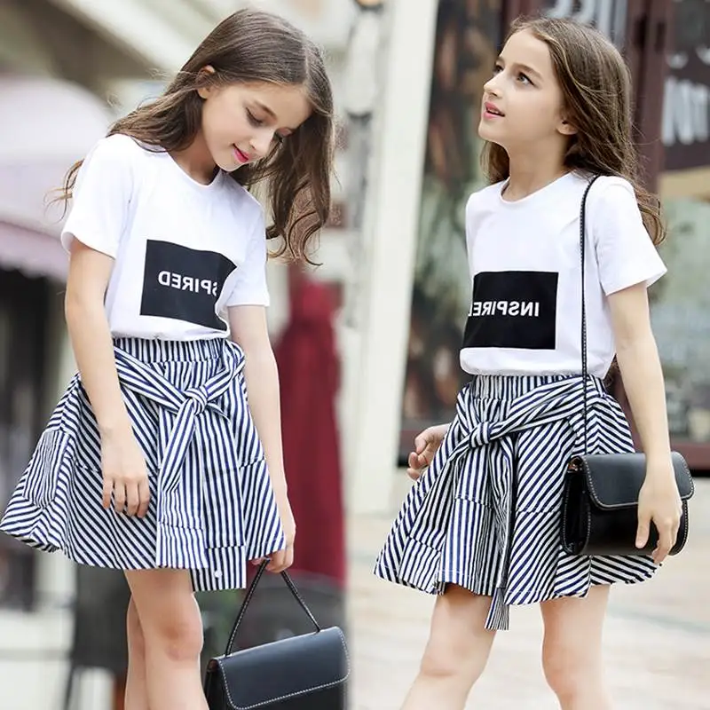 Летние шорты и юбки для девочек комплект одежды из 2 предметов хлопковая Футболка