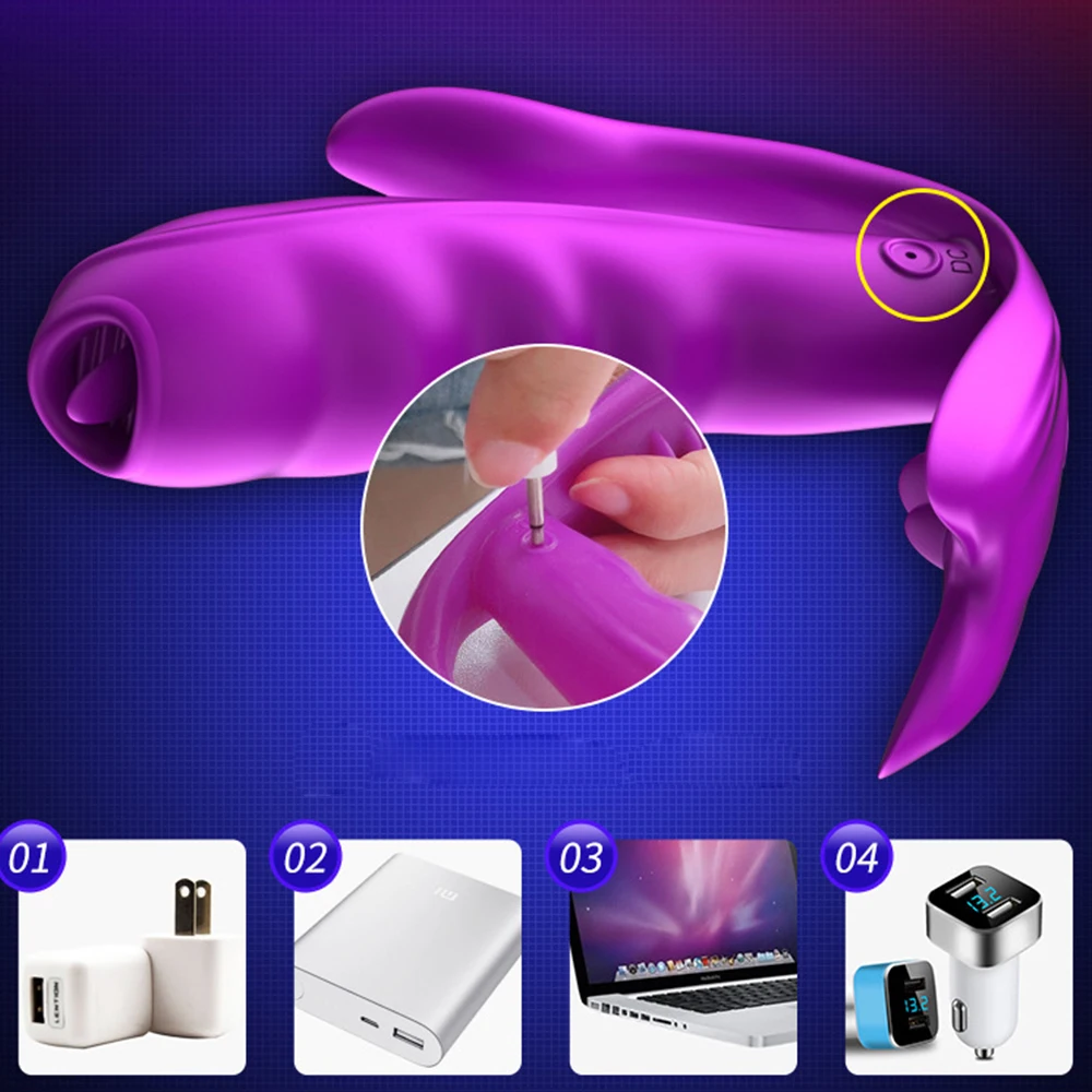 Вагинальный вибратор с подогревом и языком Женский носимый фаллоимитатор