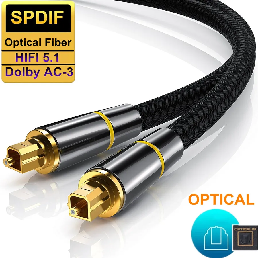 Optic Audio Cable Digital Optical Fiber Cable Toslink 1m 5m 10m SPDIF Coaxial Cable for Amplifiers Player PS4 Soundbar Cable