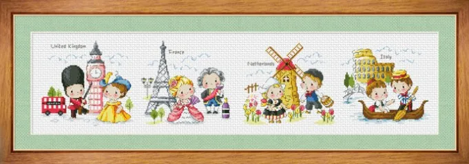 

HH Counted Cross Stitch Kit A Journey Around The World United Kingdom France Netherlands Italy SO