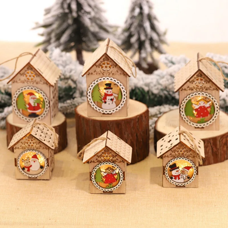 Рождественские светодиодные лампы светящийся деревянный коттеджный домик