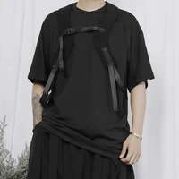 mens new t shirt trend dark fashion niche japanese overalls straps design loose large size short sleeves