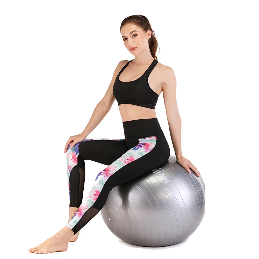 

Women Running Sports Legging Patchwork Print Sportswear Moisture Wicking Gym Yoga Pants Training Fitness Push Up Flex Leggings