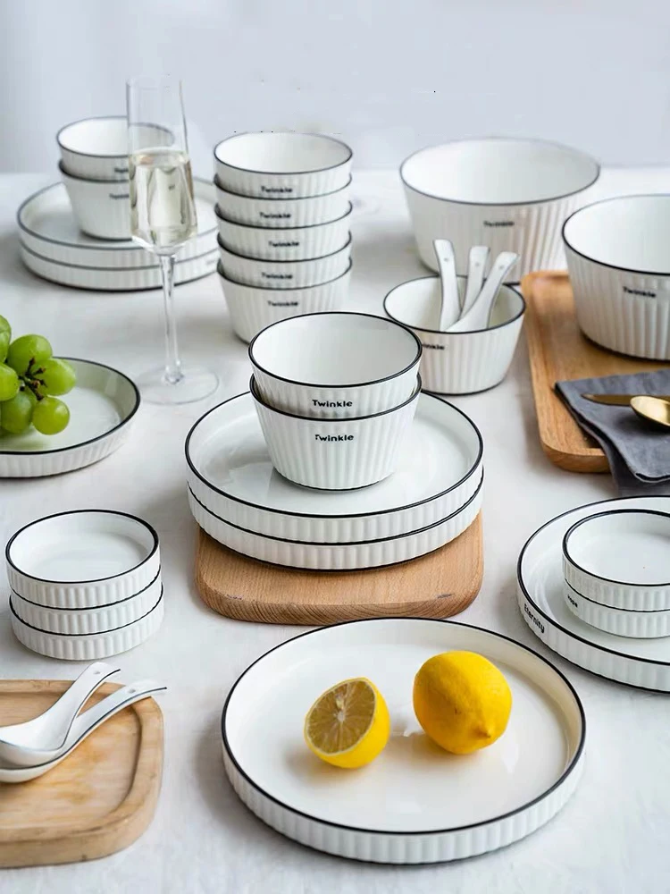 Одноцветная керамическая тарелка для стейка еды в скандинавском стиле столовая