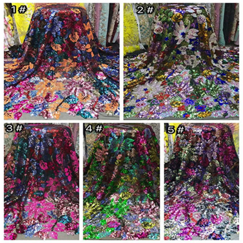 French Nigerian sequins sequence 2019 African net tulle mesh voile lace fabric high quality for party wedding dress 5yards/lot | Дом и сад