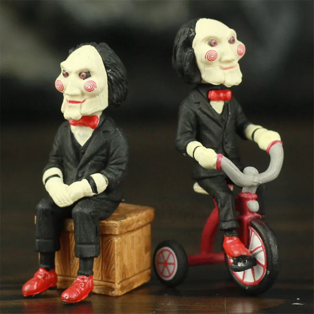 

5cm Classic Horror Film Saw Billy Jigsaw Figure with Bike Box Phone Bag Key Chain Movie Model Toys Figurine Doll