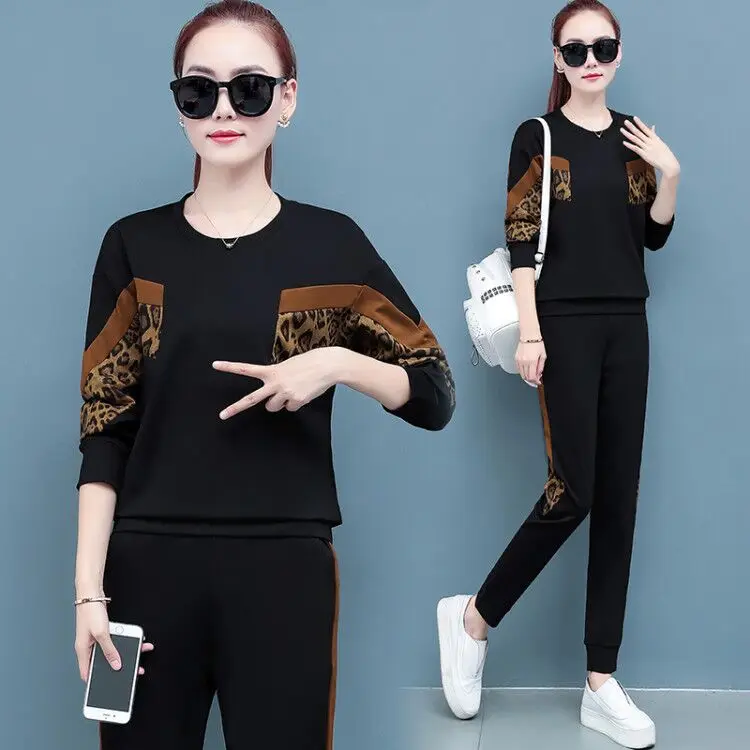 

Big Yards Autumn New Set Leisure Fashion Two-Piece Hoodies Trousers Fleece Pants Women Casual Clothing Set Top Outfit Pullover