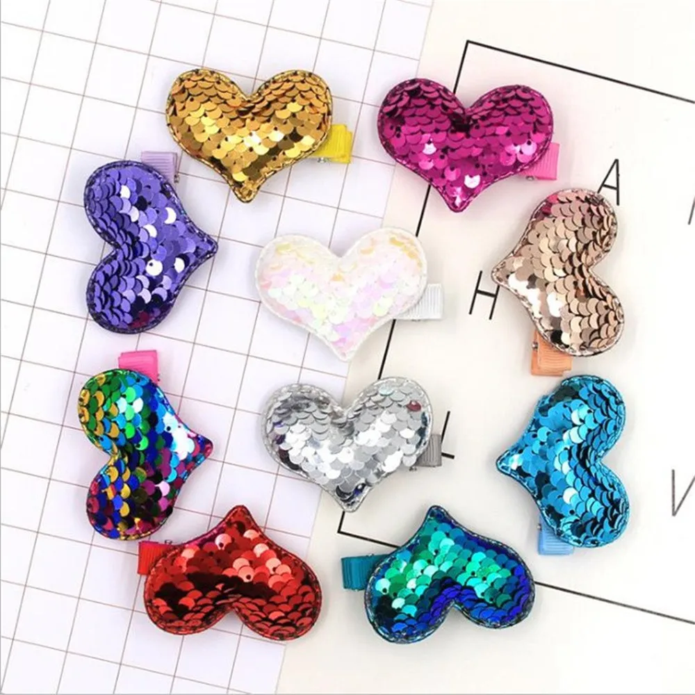 1pcs Candy Color Fashion Fish Scale Sequins Hair Clips Rabbit &amp Heart Shape Waterdrop Hairpins For Girls Christmas Accessories | Красота и