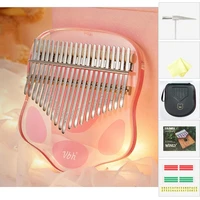 21 keys kalimba thumb pianoportable mbira transparent acrylic wood finger pianomusical instrument gifts for beginners with bag